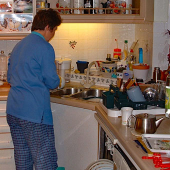 The old kitchen - with the sink in the corner