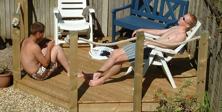 The deck in use: Mark and Ross