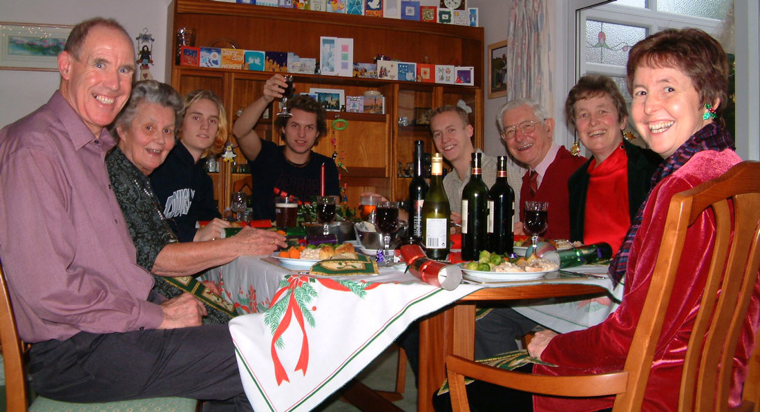 Christmas Lunch: John, Bobs, Tim, Mark, Ross, Chris and Liz
