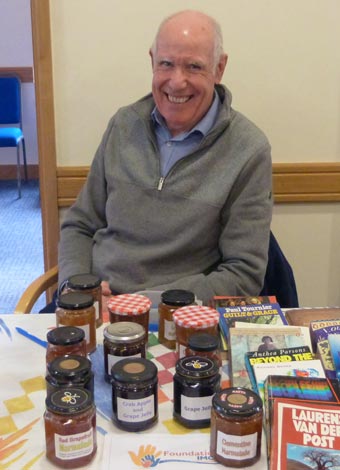 Christian Aid Lunch - John takes every opportunity to sell his jam and marmalade
