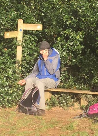 John takes a break on a walk - in Durford Woods. This is a favourite place to stop and have breakfast