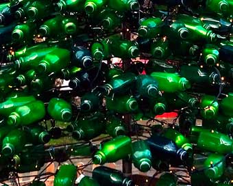 A Christmas Tree made from bottles!