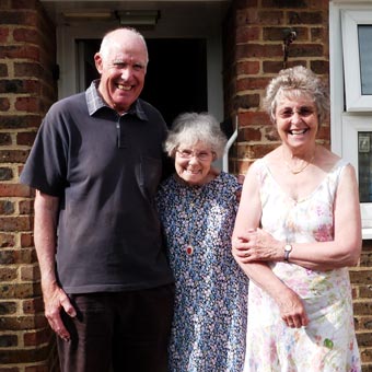 John, Dorothy and Liz outside Dorothy's house