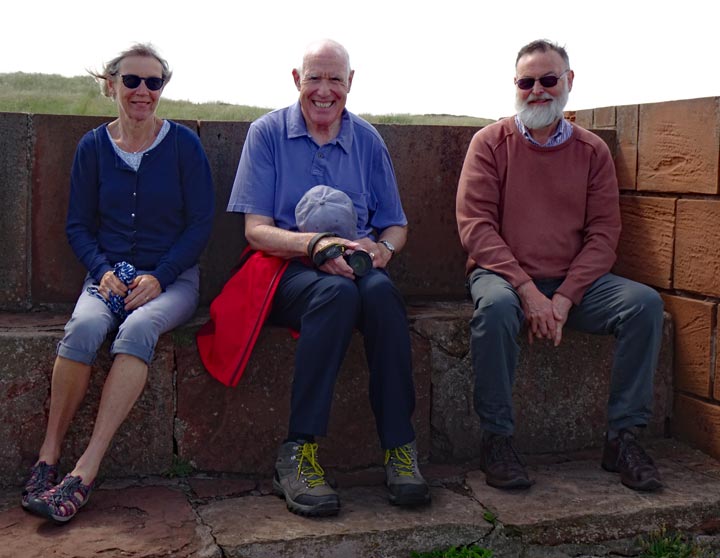 Barbara, John and Neil on a coastal walk
