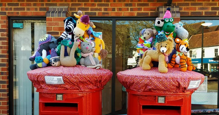 These post box decorations were spotted in Emsworth