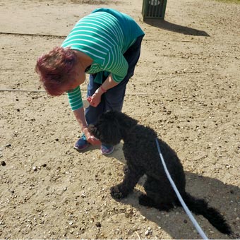 Liz gives Toby a dog ice-cream
