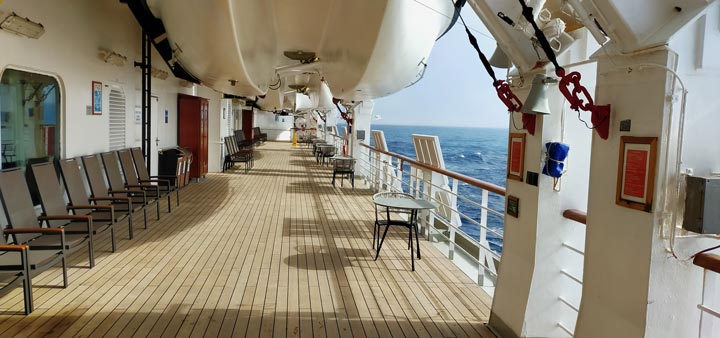 Four times around the deck is a mile - we sometimes did more than four