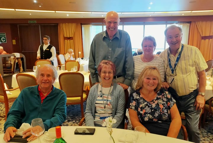 Our dinner companions - <em>Front row:</em> Mike, Liz, Cathy <em>Back row:</em> John, Leonie and Peter
