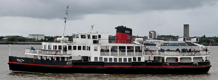 A ferry going across The Mersey