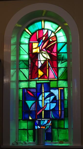 Stained glass windows in the chapel