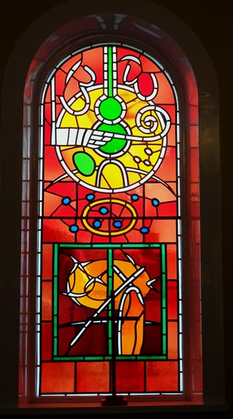 Stained glass windows in the chapel