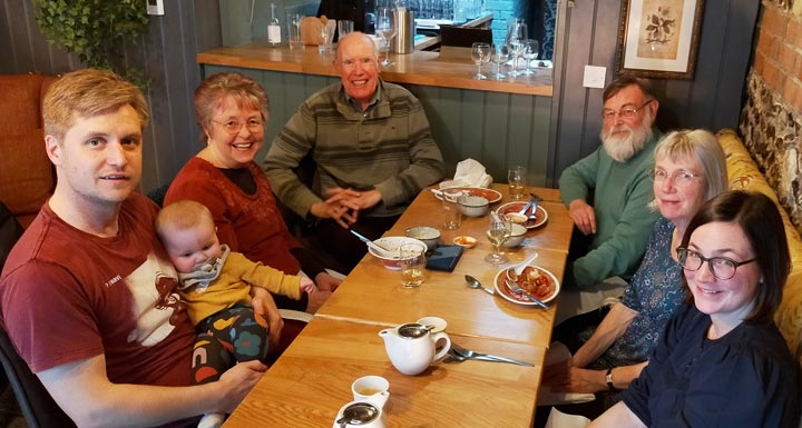From the left: Tim and Robyn, Liz, John, Neil, Barbara and Lorna