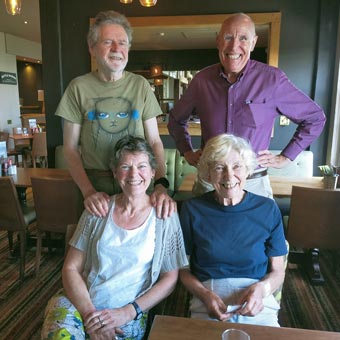 John B, John, Helen and Irene - old college friends still meeting up 50 years on!
