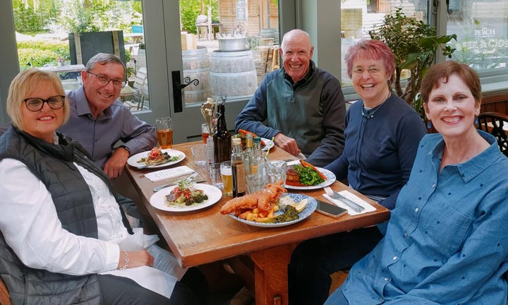 From right to left: Anita (who Liz first met in Saint Louise), Liz, John and Anita's cousin and her husband
